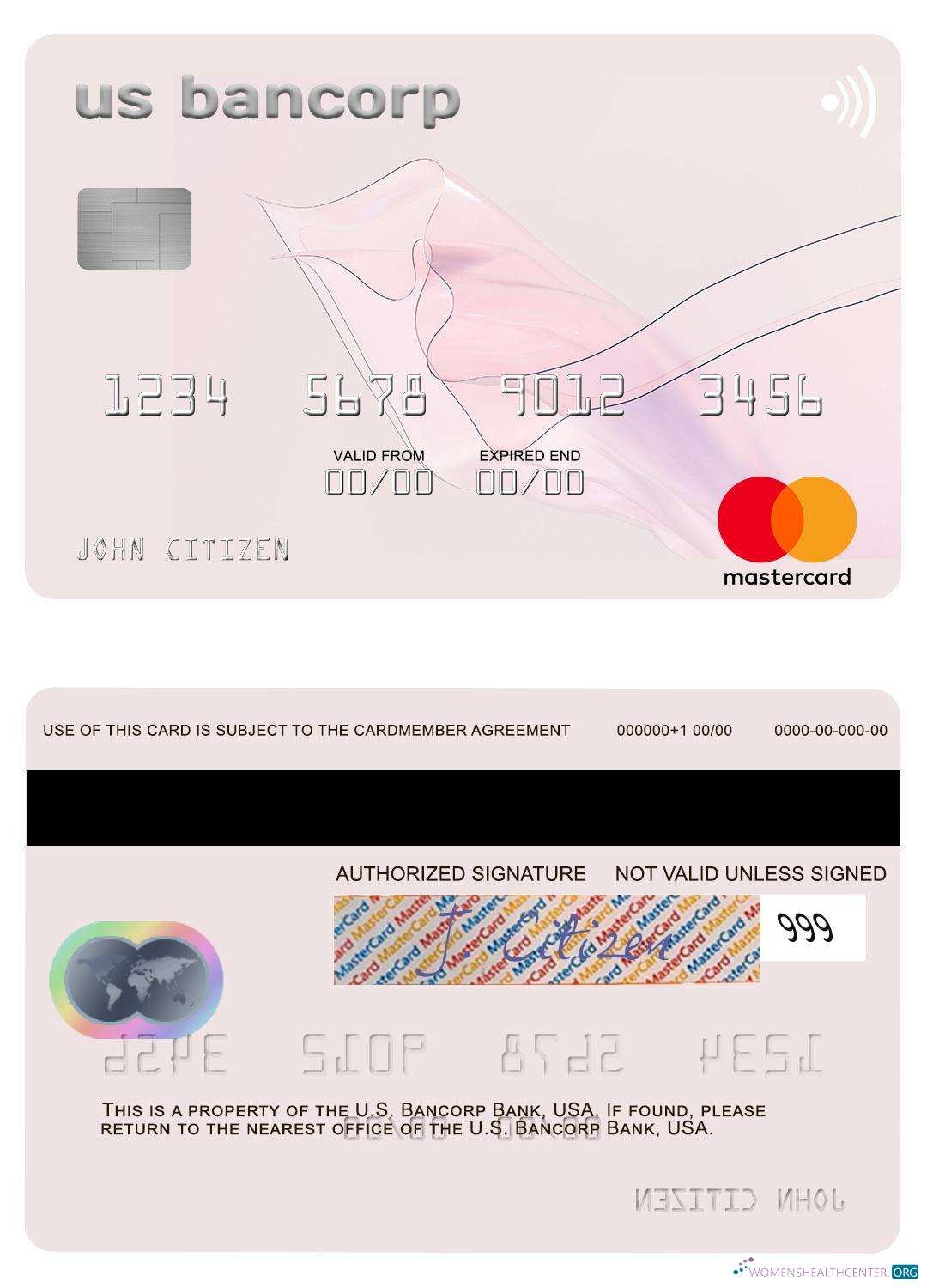 Download USA U.S. Bancorp Bank mastercard Photoshop template